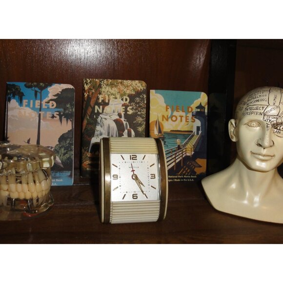 Vintage Westclox Travel Alarm Clock Cream Roller Shutter For Parts Not Working - Picture 5 of 14